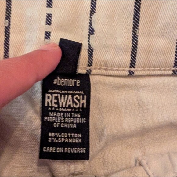 Rewash High Waist Striped Shorts - Cream and Navy - Picture 4 of 7